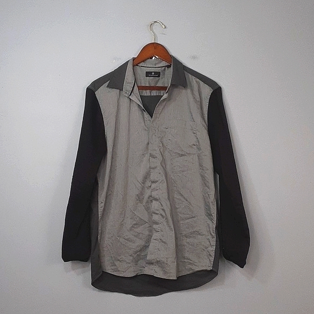 7Diamonds Men's Black & Gray Long Sleeve Dress Shirt